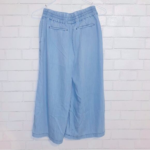 Sweaty Betty $128 Dusk Chambray Blue Wide Leg Culottes Cropped Pants XS EUC - Picture 8 of 13